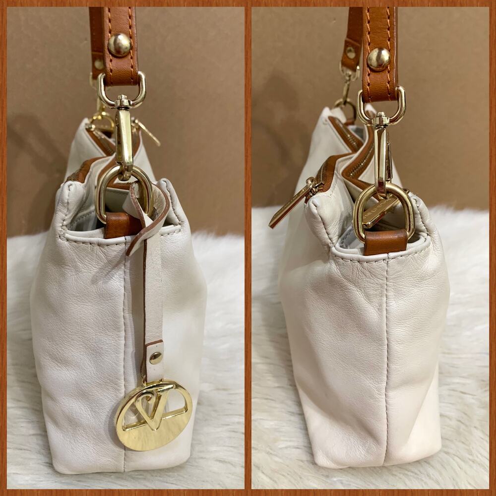 VALENTINA TRADIZIONE ITALIANA Soft Cream Leather Convertible Hobo XBody - Picture 3 of 16